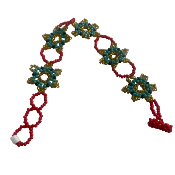 Mexican Huichol Beaded bracelet, Czech Glass Beads, Flower,Summer - Picture 2 of 5